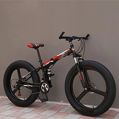 Vélos pliant : YXGLL Vélo de Neige Adulte Pliant de 26 Pouces pneus Ultra-Larges 4.0 vélo de Route de Plage Tout-Terrain de Montagne à Vitesse Variable (Red 30)