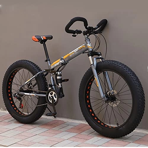Vélos pliant : YXGLL Vélo de Neige Adulte Pliant de 26 Pouces pneus Ultra-Larges 4.0 vélo de Route de Plage Tout-Terrain de Montagne à Vitesse Variable (Silver 30)
