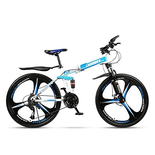 Vélos pliant : Zhenwo 26 Pouces Antidérapant Bicyclette Pneu Hors-Route De Vélo De Montagne De Vitesse D'absorption De Choc Vélo Pliant pour Les Adultes, Bleu