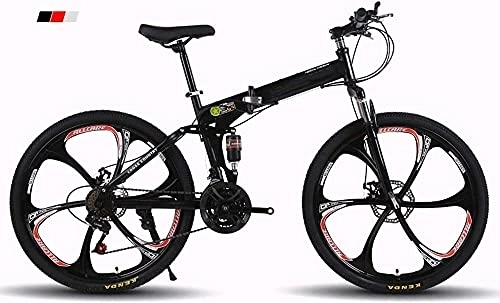 Vélos pliant : ZHLFDC Sports de plein air Vélo de montagne pliable 26 pouces, vélo de vélo pour adultes vélo de vélos 21 accélérateur de levier de vitesse, avec 6 roues de coupe, vélo de route de vélo extérieure ada