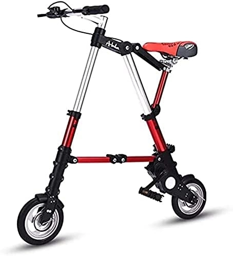 Vélos pliant : ZLYJ Mini Vélo Pliant 8 Pouces, Système Pliage Rapide Ville Réglable Confortable en Aluminium Léger, Vélo D'étudiant Portable Ultra Léger pour Adultes Red