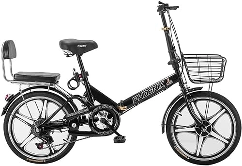 Vélos pliant : ZLYJ Vélo Pliant 20 Pouces pour Adultes, Vélo Ville Pliant en Aluminium Léger, Système Pliage Rapide, Vélo Étudiant Portable Ultra-Léger Black