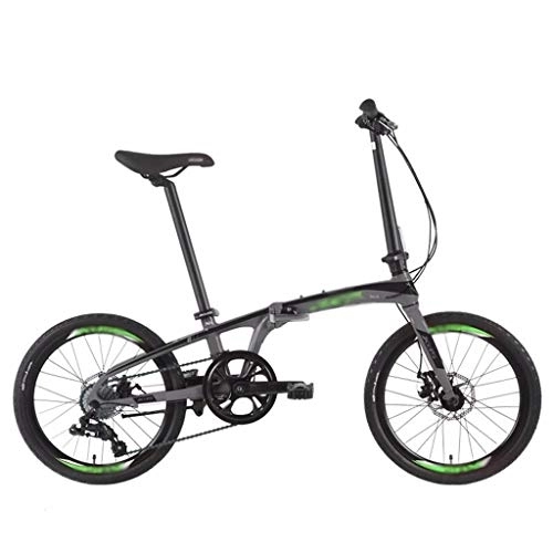 Vélos pliant : Zxb-shop Vélo Pliant Unisexe Vélo Pliant Commute Mode 8-Speed ​​Shift en Alliage d'aluminium Cadre 20 Pouces Diamètre de Roue 10 Secondes Pliant Double Disque de Frein Vélos pliants (Color : Black)