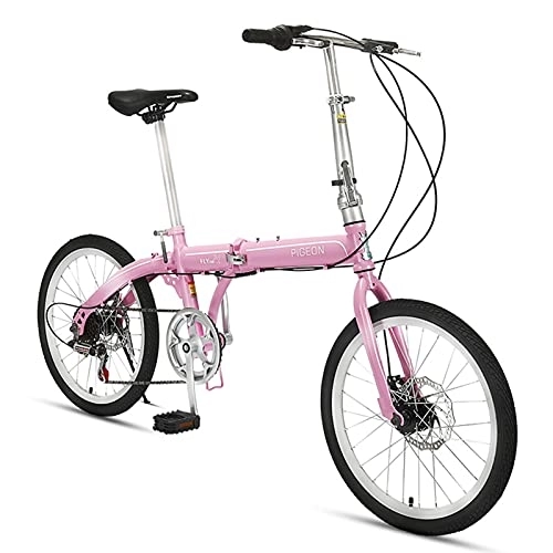 Vélos pliant : ZXQZ Bicyclette, Vélos Pliants, Vélo À Une Vitesse de 20 Pouces À 6 Vitesses pour Étudiant Adulte (Color : Pink)