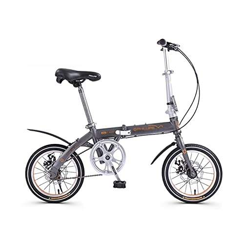Vélos pliant : ZXQZ Vélo Pliant de 14 Pouces, Vélo Pliable À Vitesse Unique pour Enfants Adultes, Vélo VTT avec Frein À Disque (Color : Grey)