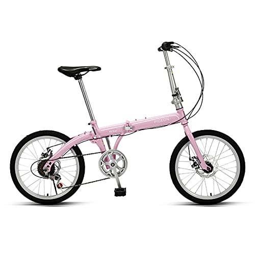 Vélos pliant : ZXQZ Vélos Pliants, 20 Pouces Vélo Pliable À 6 Vitesses Exercice Léger de Voyage en Ville pour Hommes Femmes Enfants (Color : Pink)