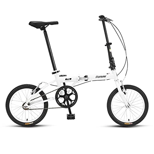 Vélos pliant : ZXQZ Vélos Pliants de 16 Pouces, Vélos Portables Ultra-légers pour Hommes et Femmes, avec Conception de Réflecteur, pour Aller À L'école, Travailler, Faire La Navette (Color : White)