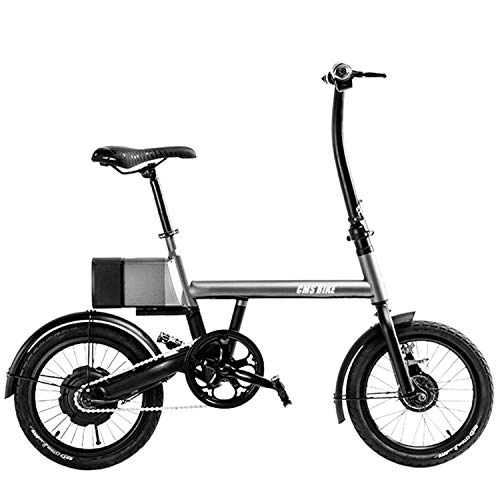 Vélos électriques : 16 Pouces Ultra Léger Vélo Électrique Vélo Portable, Mini-Scooter Électrique Pliant Adulte Vélo De Ville 36V 5.2AH Batterie pour Le Travail Voyage Et Randonnée À Vélo Trajets Out, Gris