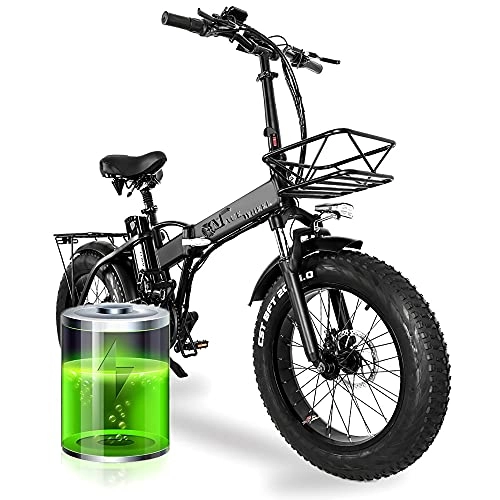 Vélos électriques : 20'' Vélo Électrique Pliant, 15AH 48V Batterie au Lithium-ION Mountain Ebike, avec 4.0 Fat Ebike et 750W Motor, Autonomie électrique: 60-80 km, Poland-Warehouse(7-15 Days)