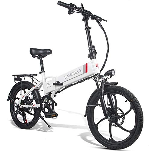 Vélos électriques : 20LVXD30 Vélo électrique, Vélos pliants électriques pour Adultes Hommes Femmes 10.4Ah 48V 20 Pouces avec Shimano 7 Speed 3 Modes Affichage LCD Vitesse maximale 35 km / h Vélo pour la Ville (Blanc)