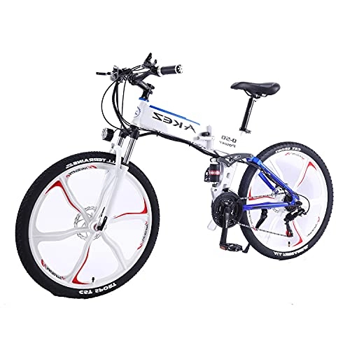 Vélos électriques : 26" E-Bike Vélo électrique Professionnel 350W 36V 8Ah Batterie Pliant Vélo électrique de Montagne / Neige pour Hommes Adultes avec 27 Vitesses de Transmission White