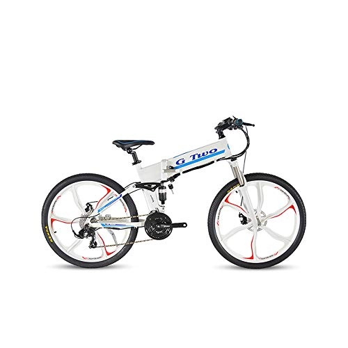 Vélos électriques : 26" Vélo de transport facile pour vélo de pliable montagne cycles à assistance électrique, 36V / 48V, batterie au lithium de 7, 8Ah / 8, 7Ah, puissance sans balai de 250W / 350W, 21 / 27 vitesses (blanc IW, 21S 250W 36V7.8Ah)