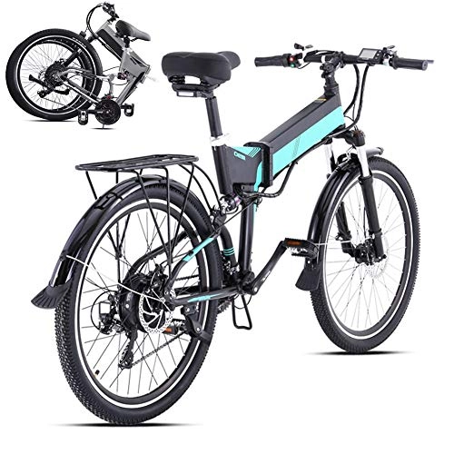 Vélos électriques : 26" Vélo Électrique Pliant, 48V 500W, Moteur Puissant, Gros Vélo De Montagne, Vélo De Neige, Bleu