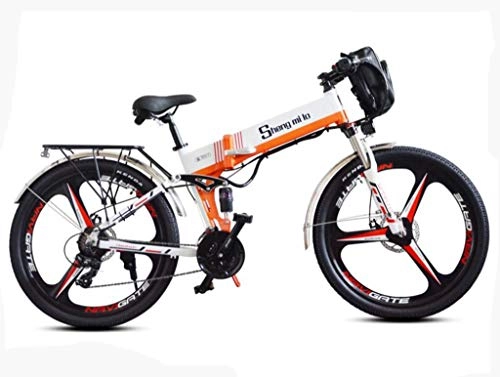 Vélos électriques : 26 « » électrique de vélo de montagne avec Grand amovible double Capacité de la batterie au lithium-ion (48V 350W), pliant vélo électrique 21 vitesses Vitesse et trois modes de travail ( Color : B )