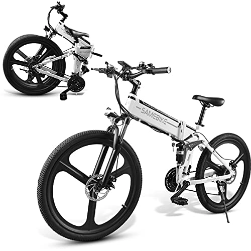 Vélos électriques : 350W Moteur, 26" Vélo de Montagne électrique avec Batterie au Lithium-ION 48V 10Ah, E-Bike de Course pour Hommes / Femmes Hybrid Outdoor Riding, White