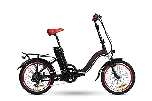 Vélos électriques : 9TRANSPORT Vélo électrique Lola pliable 250 W Moteur 25 km / h Batterie 36 V 10 Ah Noir / rouge