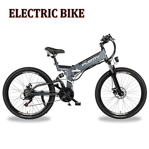 Vélos électriques : Adulte lectrique Pliant Vlos en Aluminium de Ebike 48V 350W 10AH Batterie au Lithium Double Disque de Freins Trois quitation Modes avec LED Bike Light (Color : Gray, Size : 12.8AH-614WH)