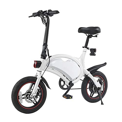 Vélos électriques : AI CHEN Bicyclette de vlo lectrique Pliant cyclomoteur Mini Batterie Adulte pour Voiture, mle et Femelle, 14 Pouces, Petite Voiture lectrique, Blanc