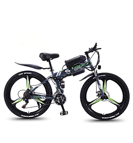 Vélos électriques : AISHFP Pliant Adulte électrique VTT, 350W Vélos de Neige, Amovible 36V 10Ah Batterie Lithium-ION pour Premium Suspension Avant 26 Pouces vélo électrique, Gris, 21 Speed