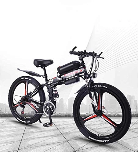 Vélos électriques : AISHFP Pliant Adulte électrique VTT, 350W Vélos de Neige, Amovible 36V 8AH Batterie Lithium-ION pour, Premium 26 Pouces Suspension Avant, Noir, 27 Speed