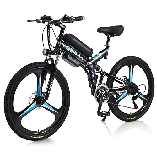 Vélos électriques : AKEZ E-Bike MTB Vélo électrique pliable 26" E-Bike MTB Pedal Assist, 250 W Vélo électrique pliable urbain pour adultes, Shimano 21 vitesses, batterie amovible de 36 V (noir)