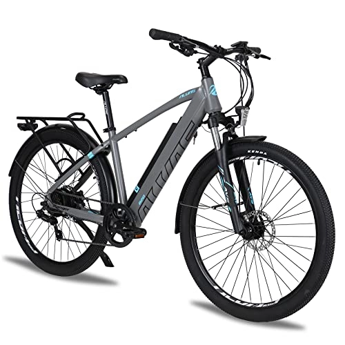 Vélos électriques : AKEZ Ebike Vélo électrique VTT 250 W 27, 5" avec batterie au lithium 36 V 12, 5 Ah VTT pour homme et femme avec moteur Bafang et transmission Shimano 7 vitesses (Gris)