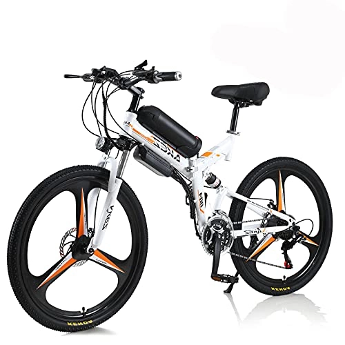 Vélos électriques : AKEZ Vélo électrique pliable (blanc, 350 W 13 A)