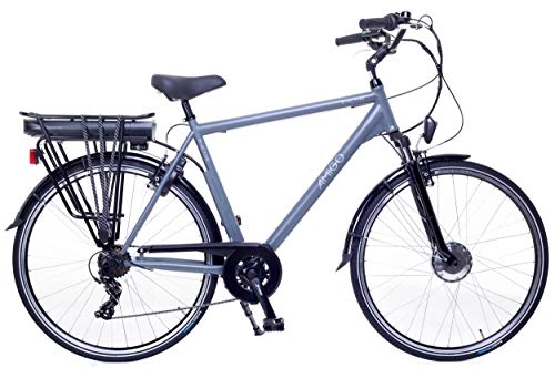 Vélos électriques : Amigo E-Active - Vélo électrique pour homme - Vélo électrique 28" - Vélo de ville avec Shimano 7 vitesses - 250 W et 13 Ah - Batterie Li-ion 36 V - Gris