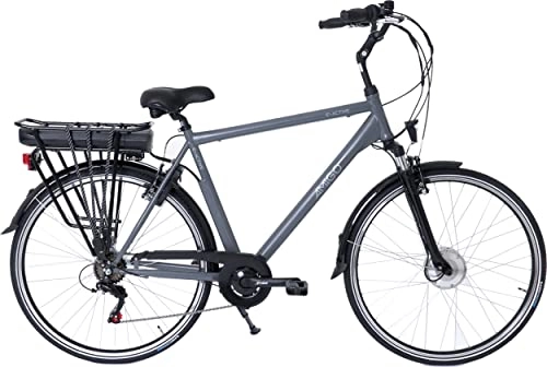 Vélos électriques : Amigo E-Active - Vélo électrique pour homme - Vélo électrique 28" - Vélo pour homme avec Shimano 7 vitesses - Convient à partir de 175 à 185 cm - Gris