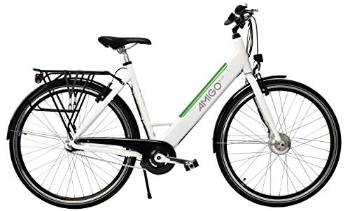 Vélos électriques : AMIGO E-Line - Vélo électrique - 28 Pouces - Femme -250 W avec Batterie au Lithium 36V 8Ah - Blanc