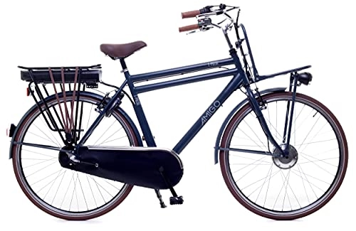 Vélos électriques : Amigo E-Pulse - Vélo électrique pour homme - Vélo électrique 28" - Vélo de ville avec Shimano 3 vitesses - Moyeu - 250 W et 13 Ah - Batterie Li-ion 36 V - Bleu
