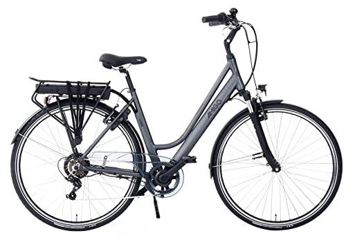 Vélos électriques : Amigo E-Vibe D2 - Vélo électrique pour femme - Vélo électrique 28" - Vélo pour femme avec Shimano 7 vitesses - Convient aux enfants de 165 à 170 cm - Gris