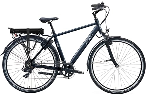Vélos électriques : Amigo E-Vibe D2 - Vélo électrique pour homme - Vélo électrique 28" - Vélo pour homme avec Shimano 7 vitesses - Convient aux enfants de 165 à 170 cm - Gris