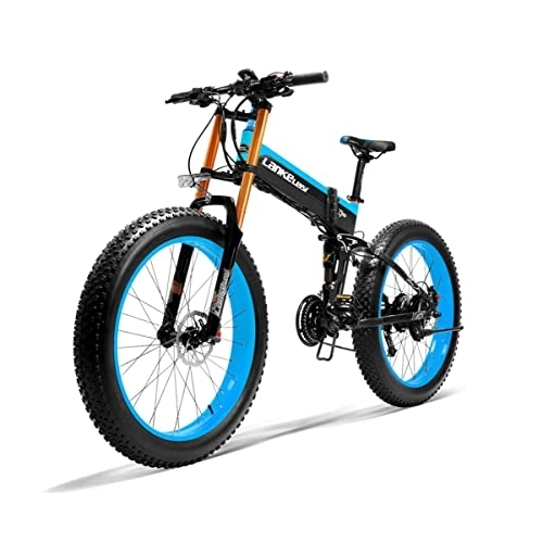 Vélos électriques : ANKELEISI 48V 17.5Ah T750 Plus Grande Fourche VTT Électrique Fat Tire (Bleu)