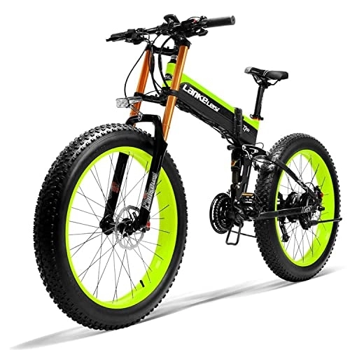 Vélos électriques : ANKELEISI 48V 17.5Ah T750 Plus Grande Fourche VTT Électrique Fat Tire (Vert)