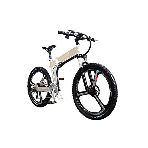 Vélos électriques : AYHa Adultes vélo électrique, avec 400W moteur 26 « » pliant Montagne E-Bike Invisible amovible lithium double Freins à disque unisexe Electric City Bike, Or