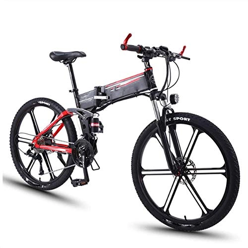 Vélos électriques : AYHa Pliant vélo électrique, 350W 26 « » en alliage d'aluminium vélo électrique avec amovible 36V 8Ah Lithium-Ion 27 vitesses Shifter double Freins à disque unisexe, Noir
