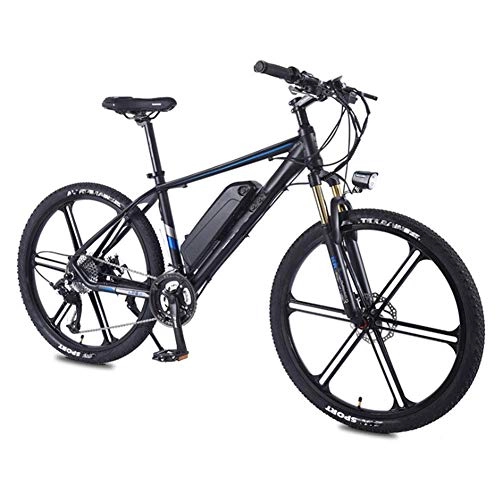 Vélos électriques : AYHa Vélo de montagne électrique, 350W 26 'Adultes Urban E-Bike Batterie au lithium amovible 27 vitesses Freins à double disque Cadre en alliage d'aluminium unisexe, Noir, 10AH