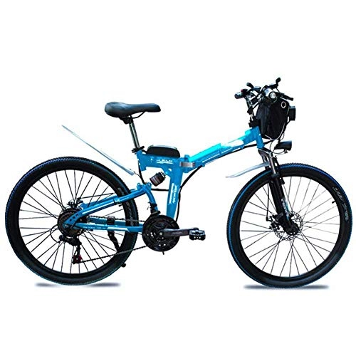 Vélos électriques : AYHa Électrique pliant VTT, 350W / 500W 8-15Ah 26 pouces portable Frein à disque vélo Mode urbain électrique Convient pour Hommes Femmes Ville Trajets, Bleu, 36V8AH500W