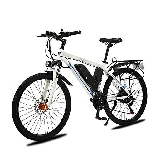 Vélos électriques : BAHAOMI Vélo Électrique 26" 21 Vitesses Vélo de Montagne électrique pour Adultes Vélo de Plein air Voyage Vélo électrique Batterie au Lithium Amovible 3 Modes de Travail E-Bike, Blanc, 48V10AH 500W