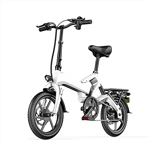Vélos électriques : BAHAOMI Vélo Électrique 48V10AH Batterie Au Lithium Amovible Absorption des Chocs Hydrauliques Roue en Alliage De Magnésium 400W E-Bike 16" Vélo De Montagne Électrique Pliant pour Adultes, Blanc