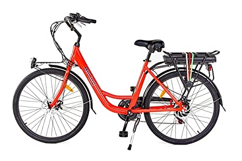 Vélos électriques : BiClou Porteur Vélo électrique Pedelec LED 60 km 26" (rouge)