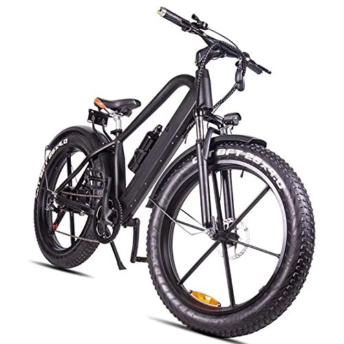 Vélos électriques : Bikes Vlos Fat Tire lectrique Montagne E-Bike, Durabilit 18650 Batterie Au Lithium 48V 6 Vitesses Absorbeur Hydraulique Choc Et Et l'avant Freins Arrire Disque