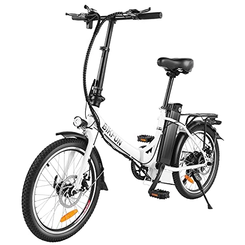 Vélos électriques : BIKFUN Vélo Électrique Pliable 20 Pouces avec 36V / 10AH Batterie Amovible | Moteur 250W | Jusqu'à 25km / h | Vélo Électrique Pliant de Ville à Pas Bas pour Adultes Homologués(Blanc)