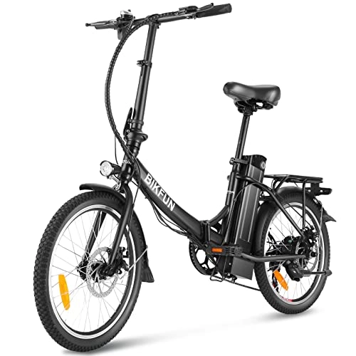 Vélos électriques : BIKFUN Vélo Électrique Pliable de Ville 20 Pouces E-Bike avec 36V / 10AH Batterie Amovible | Moteur 250W | Vitesse de Pointe 25 km / h | Vélo de Banlieue à Pas Bas Homologués(Noir)