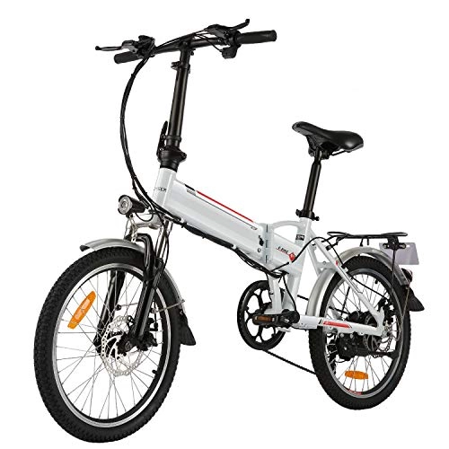 Vélos électriques : BIKFUN Vélo électrique pliable de 20" avec batterie au lithium de 36 V 8 Ah, moteur à engrenage sans balais250 W, levier de vitesse 7