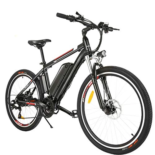 Vélos électriques : BIKFUN Vélo électrique VTT, 26" E-Bike avec Batterie Lithium 36V 8Ah / 12.5Ah Moteur 250W Shimano 21 Vitesses (Classique Noir Amélioré)