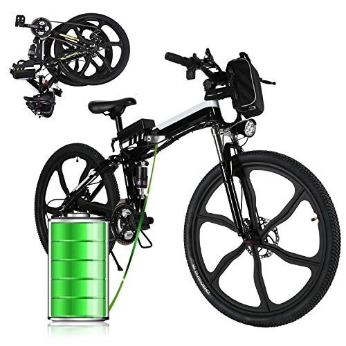 Vélos électriques : Bunao Vlo lectrique pour vlo de Montagne lectrique avec moyeu Shimano 21 Vitesses, 250W, 8AH, Batterie Lithium-ION 36V, 26", vlo de Ville lger, vlo de Ville Pedelec (Noir 3)