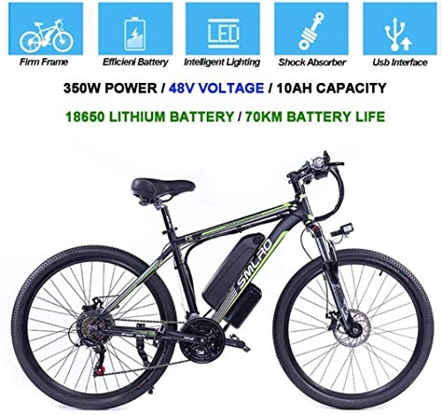 Vélos électriques : BWJL des vélos électriques pour Les Adultes, 360W Alliage d'aluminium vélo Ebike Amovible 48V / 10Ah Montagne Batterie Lithium-ION vélo / Commute Ebike, Vert Noir