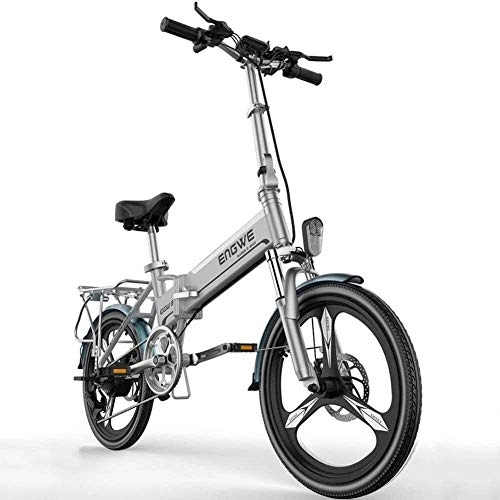 Vélos électriques : BXZ Vlo lectrique pliant vlo lectrique 20 pouces pliable lectrique banlieusard vlo lger Ebike avec 48V batterie au lithium amovible port de charge USB pour adulte, blanc